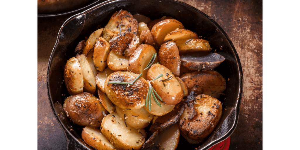 a bowl of roasted baby potatoes