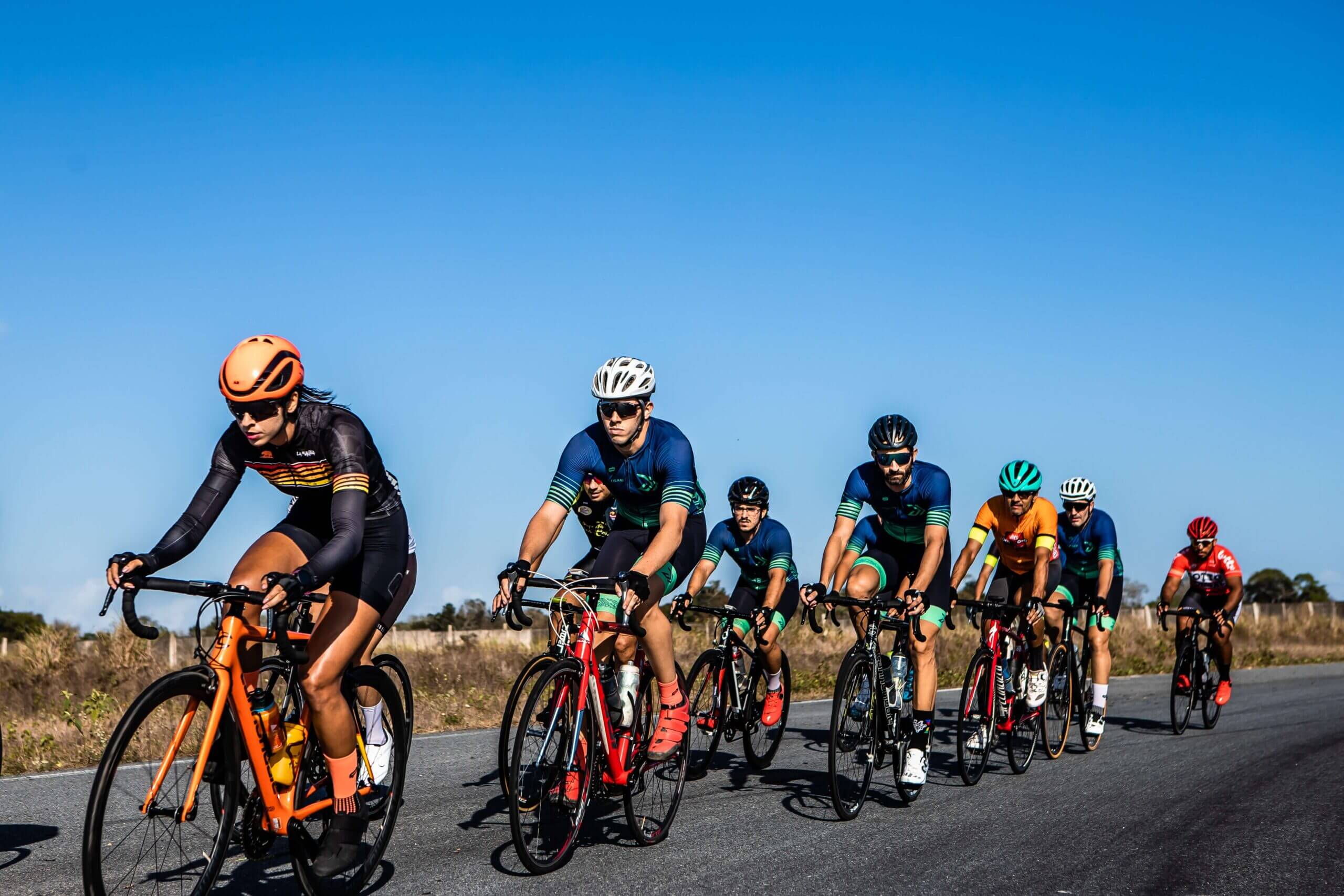 a group of male cyclists in a race