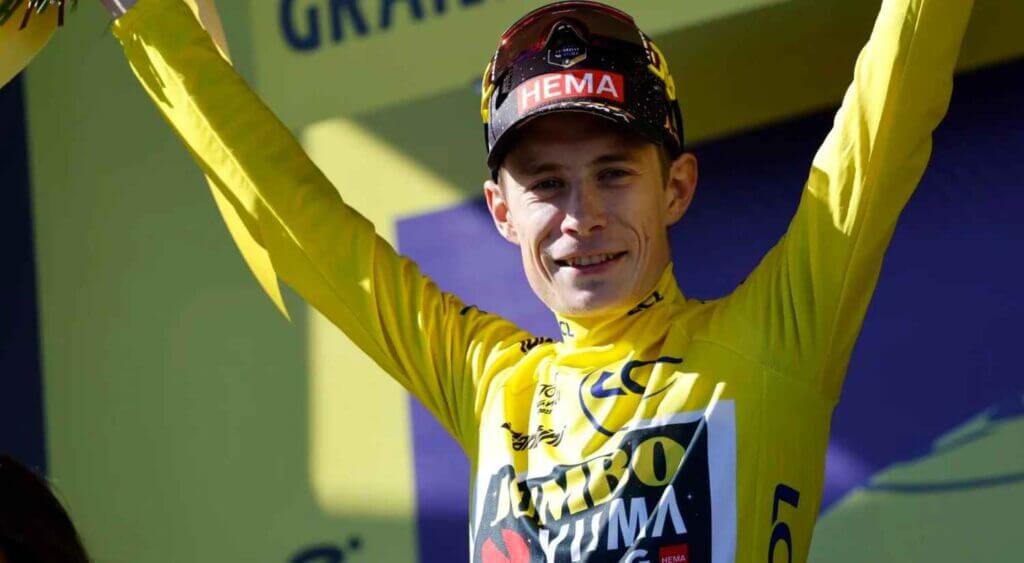 Jonas Vingegaard celebrating winning the 2022 Tour de France