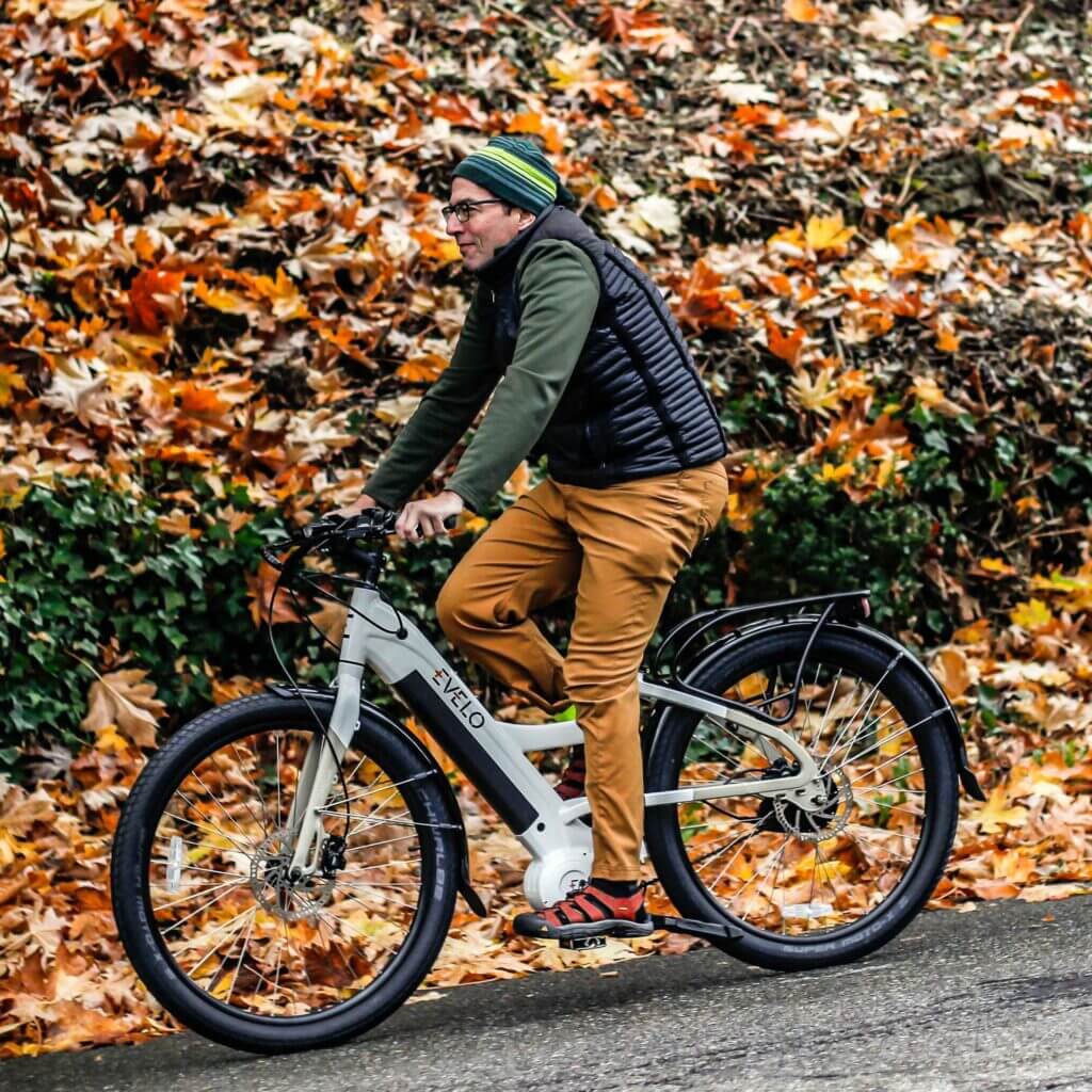 a man cycling on an e-bike