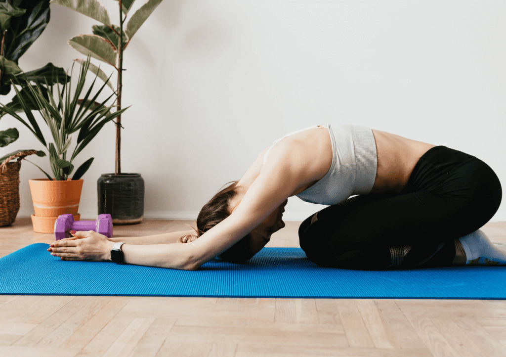 a woman doing a Child's Pose Stretch