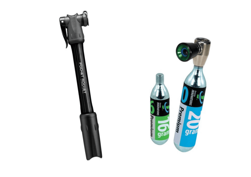 A bike hand Pump and a CO₂ Inflator and Canister