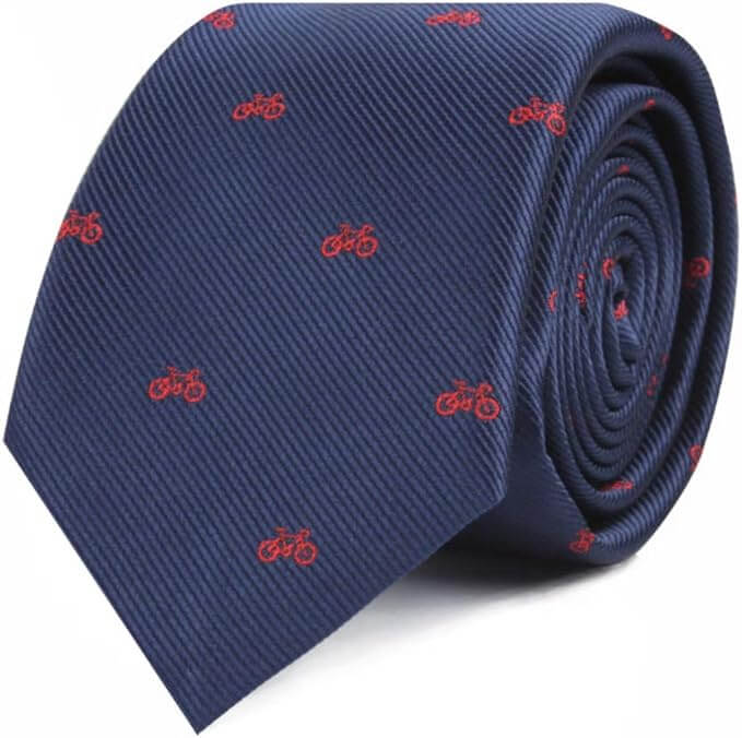 Necktie with bicycle patterns